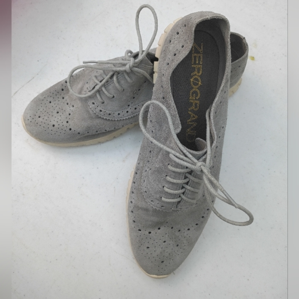 Cole Haan Zerogrand Suede Wingtip Oxfords in Light Gray